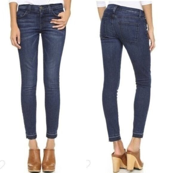 Current Elliott Stiletto Skinny Mid Rise Released Raw Hem Denim 29 Ankle Jeans - Picture 1 of 6